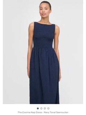 NWT Hill House Navy Cosima Seersucker Maxi Dress